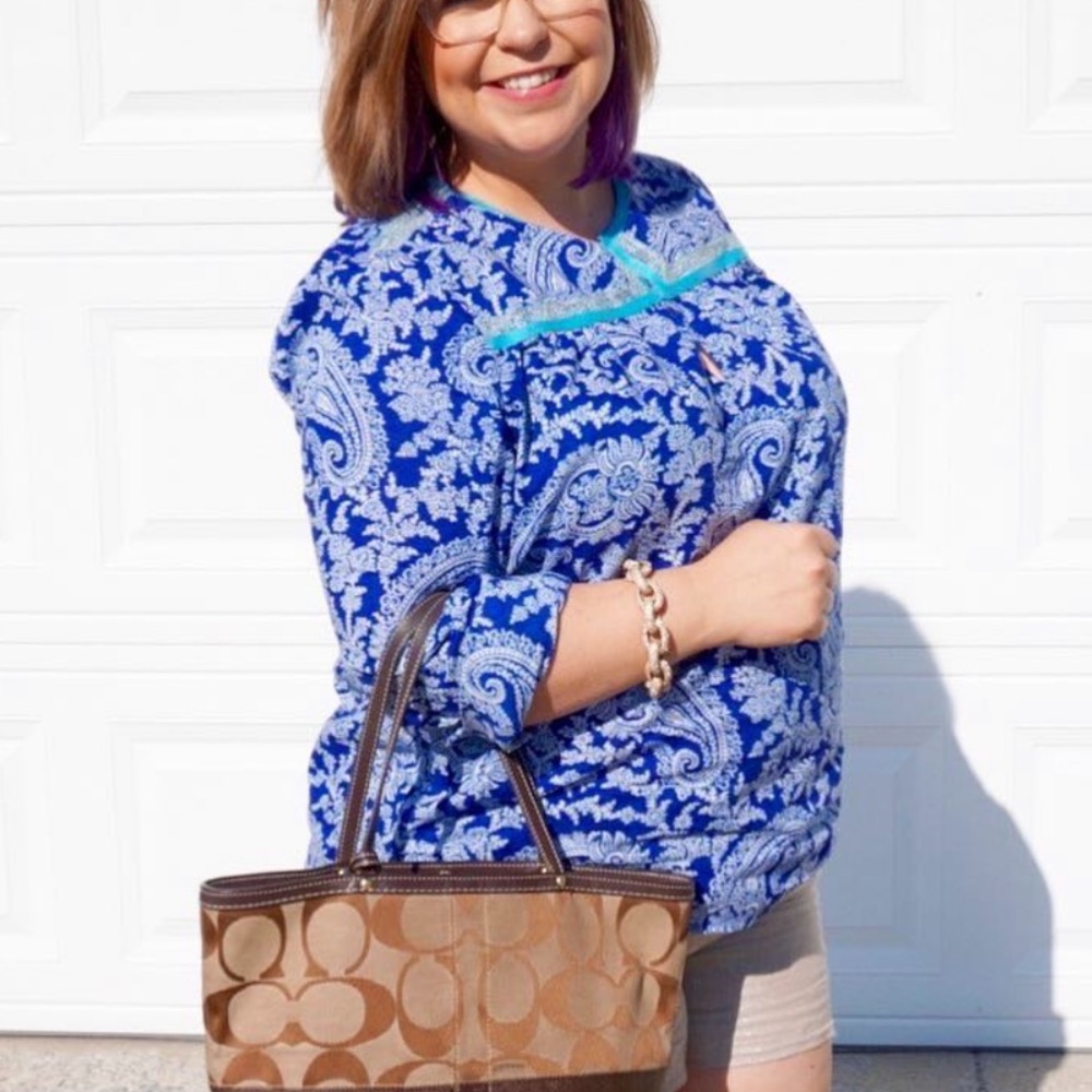 J.Crew Factory Blue Paisley Long Sleeve Blouse